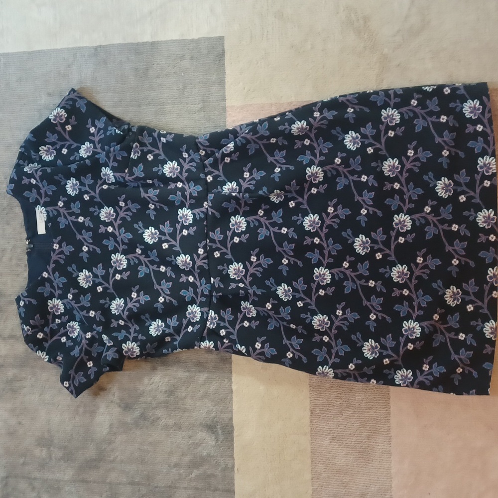 2/$12 LOFT Navy Blue Floral Dress Size 10